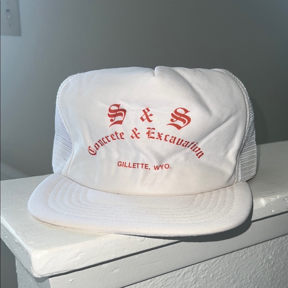 Vintage White Trucker Hat, Gillette, WYO one size fits all heads